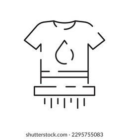 Flat line icon for green eco packaging, Vector illustration of recycle material mark sign clothes shopping label