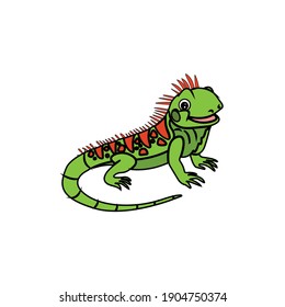 Flat Line Icon Iguana Animal Design