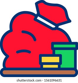 flat line icon of red bag in vector design
