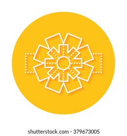 Flat line icon - Round bow for gift. Long straight shadow.