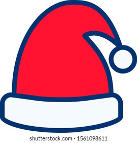 flat line icon of santa hat in vector design