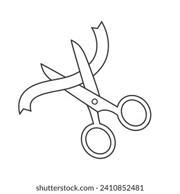 Flat line icon scissors and combs isolated on white background. Beauty saloon