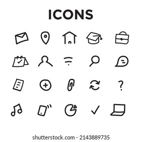 Conjunto de iconos de línea plana. Aplicación de empleo, perfil de empleado de entrevista, trabajo en equipo, ilustraciones vectoriales de experiencia laboral Indicadores de cartera Pixel perfecto Stroke Editable