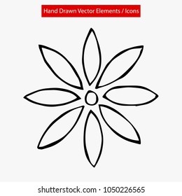 Flat Line Icon, Sign, Symbol, Flower Decorative Spring Floral Garden Plant Template 8 petals Outline. Graphic Design Concept, Element, Vector, Illustration EPS 10 
