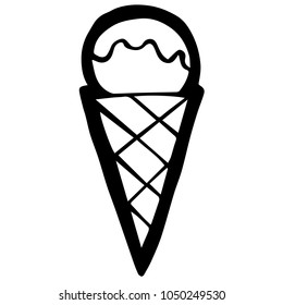 Flat Line Icon, Sign, Symbol Ice Cream Food Frozen Product Snack Tasty Sweet Outline. Graphic Design Concept, Element, Vector, Illustration EPS 10 