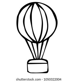 Flat Line Icon, Sign, Symbol Hot Air Balloon Sky Holiday Fly Outline. Graphic Design Concept, Element, Vector, Illustration EPS 10