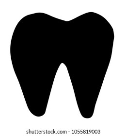 Flat Line Icon, Sign, Symbol, Object Tooth Human Hygiene Oral Dental Dentist Healthcare / Medical Silhouette. Graphic Design Resource, Elements, Vector Illustration EPS 10