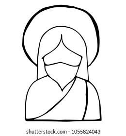 Flat Line Icon, Sign, Symbol, Object Jesus God Christian Church Religion Outline. Graphic Design Resource, Elements, Vector Illustration EPS 10