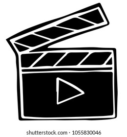 Flat Line Icon, Sign, Symbol, Object Movie Cinema Film Play Multimedia Isolated Background Silhouette. Graphic Design Resource, Elements, Vector Illustration EPS 10