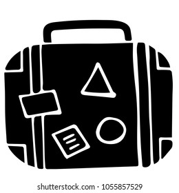 Flat Line Icon, Sign, Symbol Travel Hand Bag Luggage / Baggage Case Tourism Trip World Tour Isolated Background Silhouette. Graphic Design Resource, Elements, Vector Illustration EPS 10