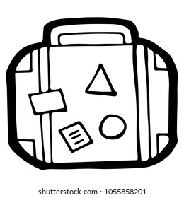 Flat Line Icon, Sign, Symbol Travel Hand Bag Luggage / Baggage Case Tourism Trip World Tour Isolated Background Outline. Graphic Design Resource, Elements, Vector Illustration EPS 10