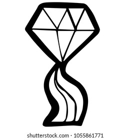 Flat Line Icon, Sign, Symbol Diamond with Rainbow Rich Treasure Gemstone Fashion Brilliant Luxury Isolated Background Outline. Graphic Design Resource, Elements, Vector Illustration EPS 10