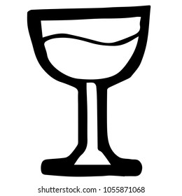 Flat Line Icon, Sign, Symbol Wine, Margarita, Tequila, Alcohol Drinks Circular Glass Isolated Background Outline. Graphic Design Resource, Elements, Vector Illustration EPS 10