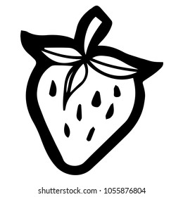 Flat Line Icon, Sign, Symbol 1 Simple Strawberry Food Fruit Isolated Background Outline. Graphic Design Resource, Elements, Vector Illustration EPS 10
