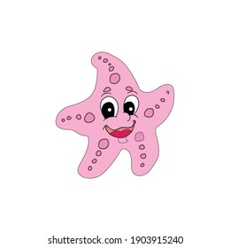 Flat Line Icon Starfish Animal  Design