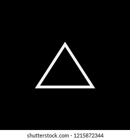 Flat line icon of triangle on black background