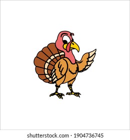 Flat Line Icon Turkey Animal Design