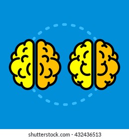Flat line icons of brain