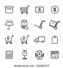 Flat Line Icons For Business Icons and Ecommerce Icons Vector Illustration