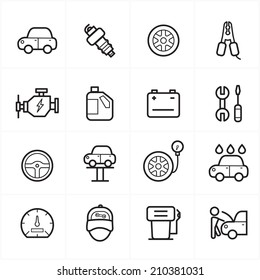 Flat Line Icons For Car Service Icons Vector Illustration