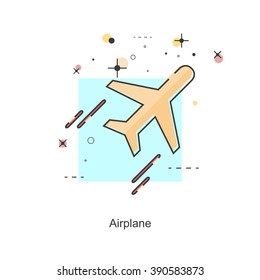 Flat line icons color Plan. Vector format