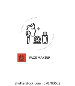 Flat line icons cosmetics face makeup