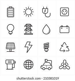 Flat Line Icons For Environment Icons and Ecology Icons Vector Illustration