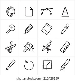Flat Line Icons Graphic Design and Creativity Icons Vector Illustration