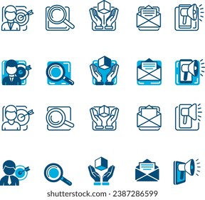 flat and line icons  (Hand drawn vector image)