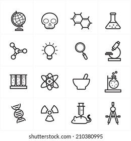 Flat Line Icons For Science Icons Vector Illustration