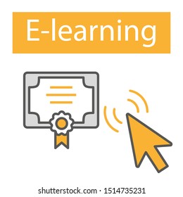 Flat line icons set of e-learning, distance education, online training and courses, cloud solutions for education, video tutorials, staff training, digital library, knowledge for all. - Vektör