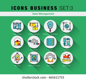 Flat line icons set of network system backup, data management in modern flat design linear pictogram set collection of premium quality web graphics material. Outline concept of mono stroke symbol pack