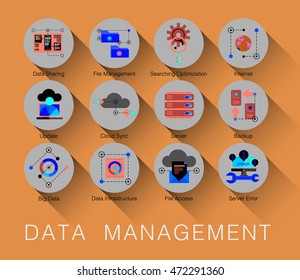 Flat line icons set of network system backup, data management in modern flat design linear pictogram set collection of premium quality web graphics material. Outline concept of mono stroke symbol pack