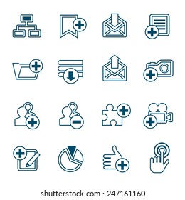 Flat line icons set of web signs. Modern design style, vector illustration, isolated on the white background