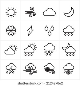 Flat Line Icons Weather Icons Vector Illustration