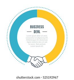 Flat line illustration of business deal. Concept for web banners and printed materials. Template with buttons for website banner and landing page. 