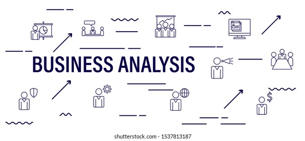 Flat line illustration of business process, market research, analysis, planning, business management, strategy, finance and investment, business success. Concept for web banners and printed materials