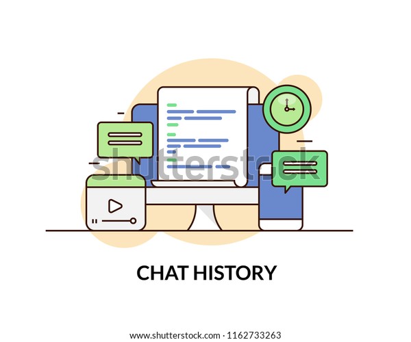 Flat Line Illustration Chat History Online Stock Vector Royalty