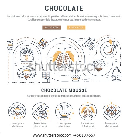 Flat line illustration of Chocolate. Concept for web banners and printed materials. Template with buttons for website banner and landing page.