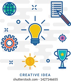 Flat line illustration concept of scheme, plan graph born start up business project startup process from idea to success for website banner and landing page, infographics, logo and icon, print. Eps 10