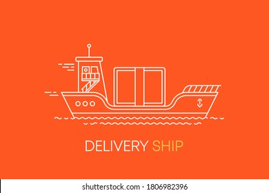 Ilustración de línea plana con envío de entrega para diseño web. Servicio de entrega de alimentos. Ilustración vectorial.