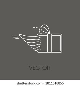 Flat line illustration with delivery ship, airplane and car for web design. Food delivery service. Vector illustration.