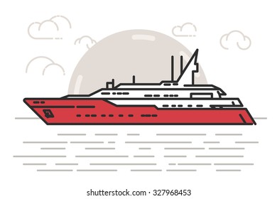 Flat Line Illustration of Luxury Yatch