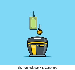 Flat line illustration money savings for pilgrimage.