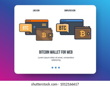Flat line illustration for web and app. Cryptocurrency concept icon, bitcoin technologies.