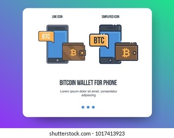 Flat line illustration for web and app. Cryptocurrency concept icon, bitcoin technologies.