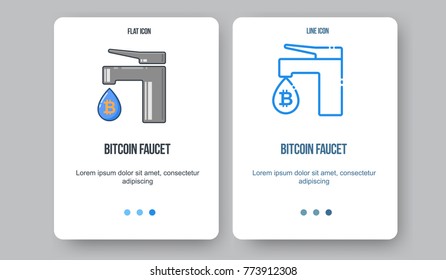 Flat line illustration for web and app. Cryptocurrency concept icon, bitcoin technologies.