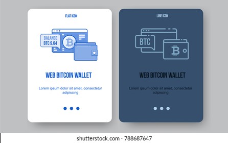 Flat line illustration for web and app. Cryptocurrency concept icon, bitcoin technologies.