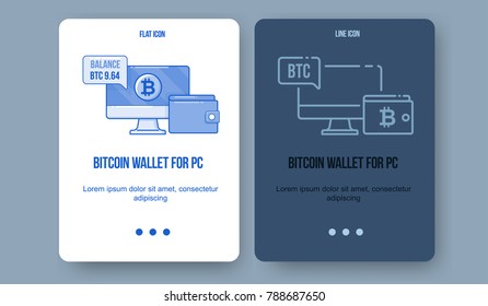 Flat line illustration for web and app. Cryptocurrency concept icon, bitcoin technologies.