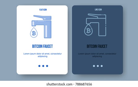 Flat line illustration for web and app. Cryptocurrency concept icon, bitcoin technologies.